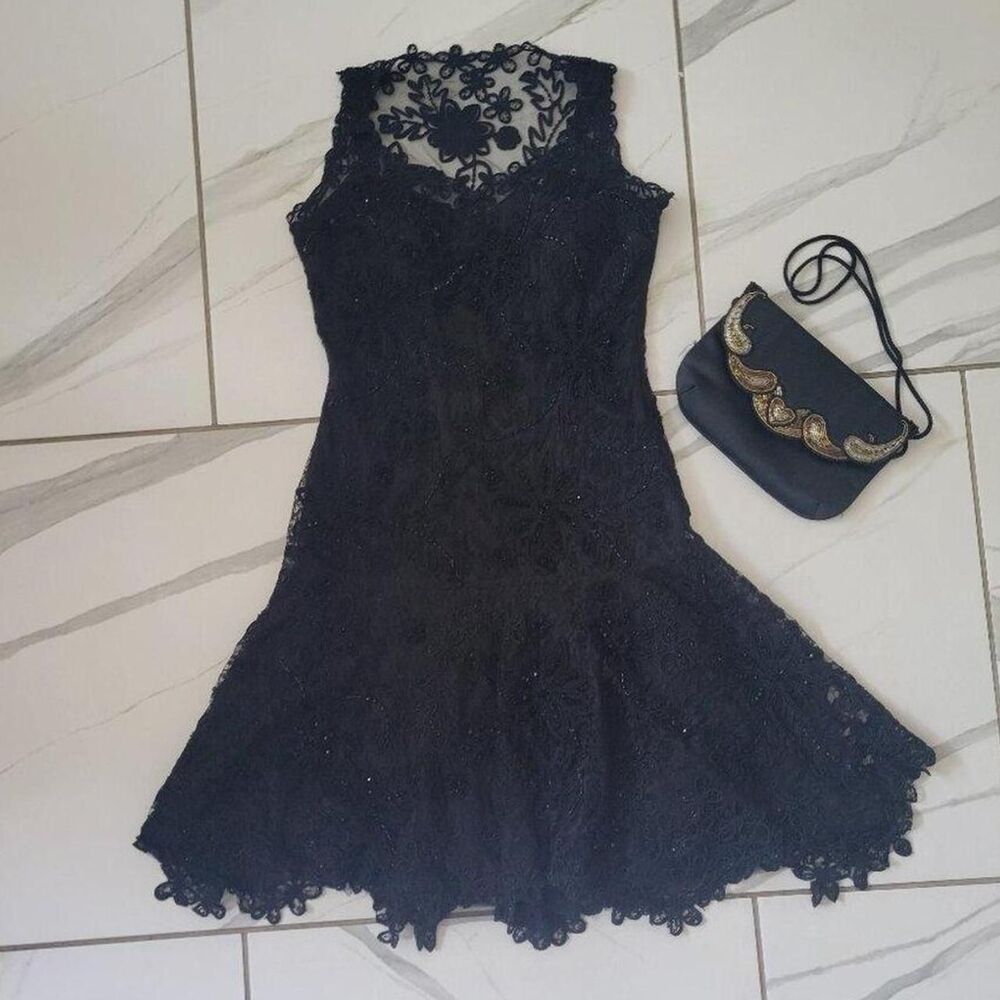 Black Lace Fit & Flare Dress Gothic Homecoming HOCO Dark Coquette Formal